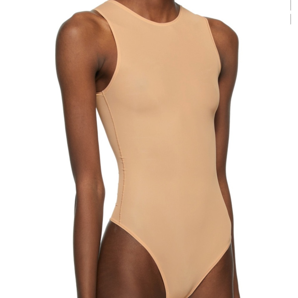 Skims Beige Jelly Sheer Bodysuit. Size Medium